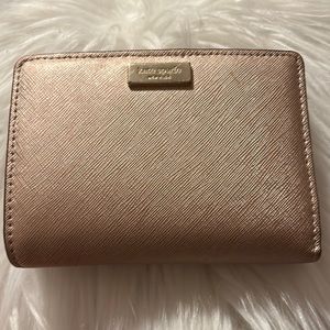 Kate Spade Rose Gold Saffiano Leather Mini Wallet